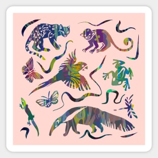 Amazon Rainforest Animals and Colorful Jungle Wildlife Sticker